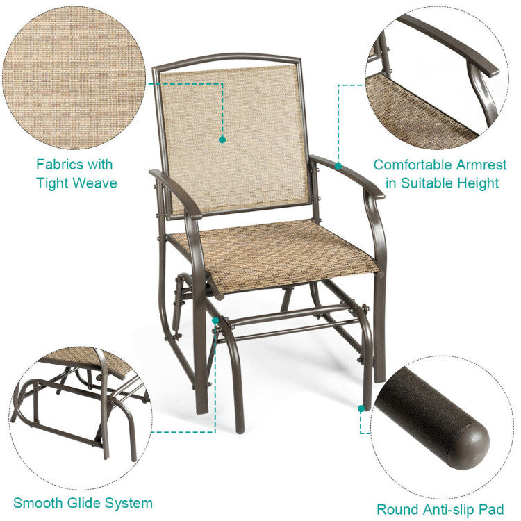 2-Person Brown Metal Outdoor Glider Chairs