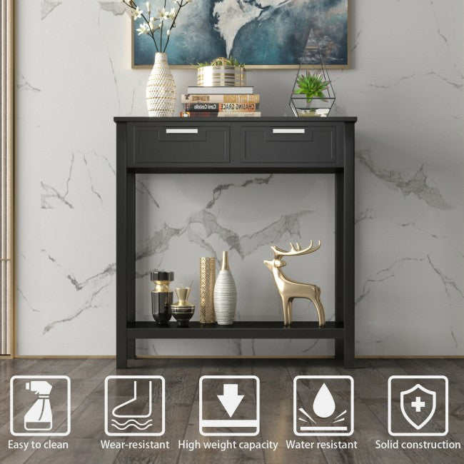 SUGIFT Entryway Storage Shelf with 2 Drawers Accent Console,Black