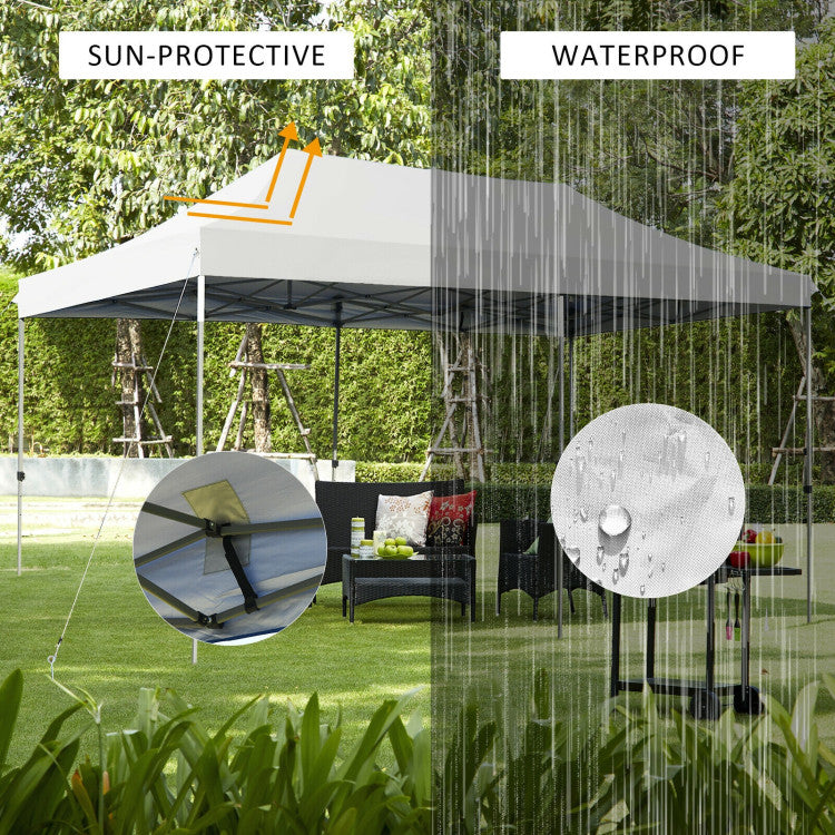 10 ft. x 20 ft. White Adjustable Folding Heavy-Duty Sun Canopy Pop Up Tent with Carrying Bag