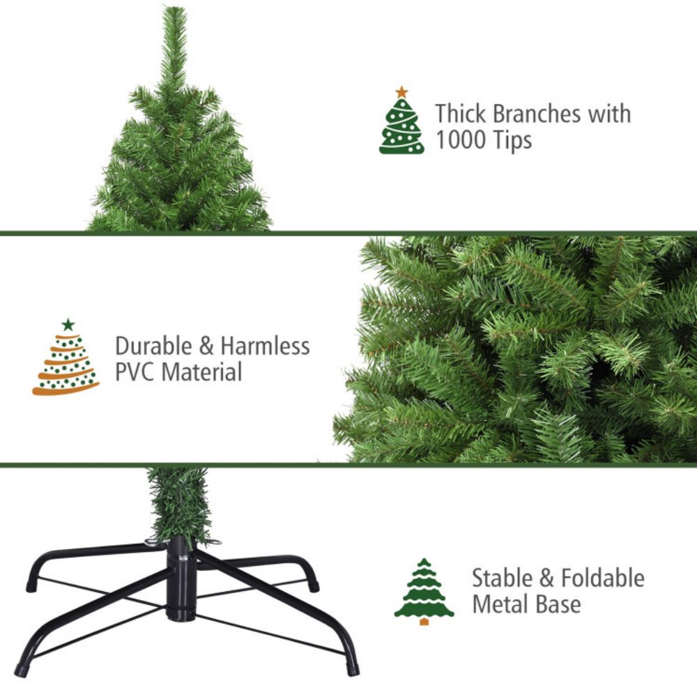 6 ft. Premium Hinged PVC Artificial Christmas Tree with Metal Stand