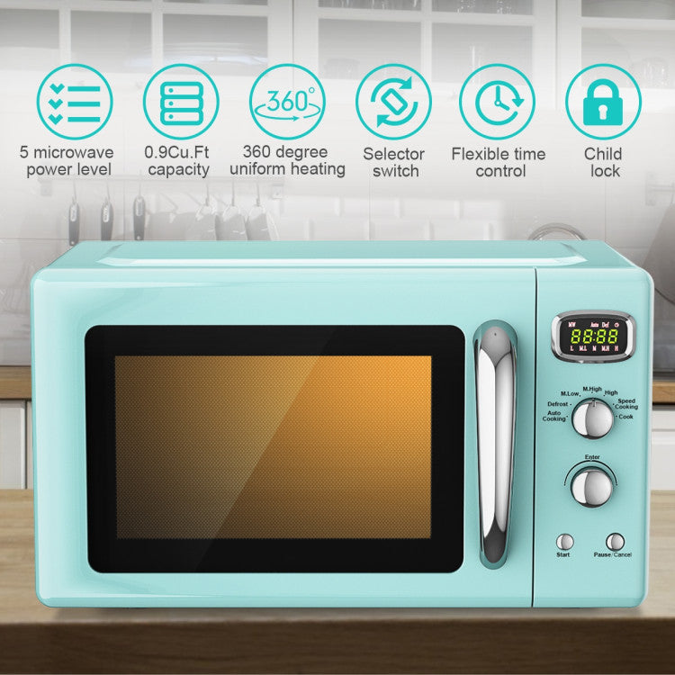 SUGIFT 0.9 Cu.ft Retro Countertop Compact Microwave Oven Green