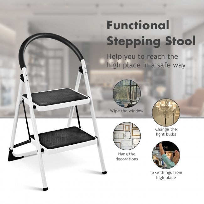 SUGIFT 2.75 Ft Folding Step Stool with Iron Frame & Anti-Slip Pedals for 330lbs Capacity
