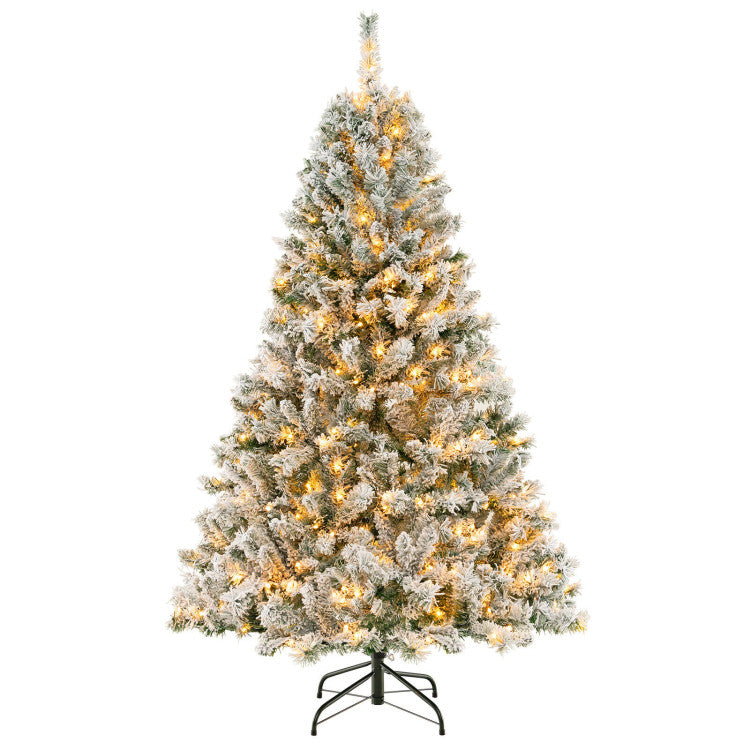 8 Feet Artificial Christmas Tree with LED Lights and Pine Cones