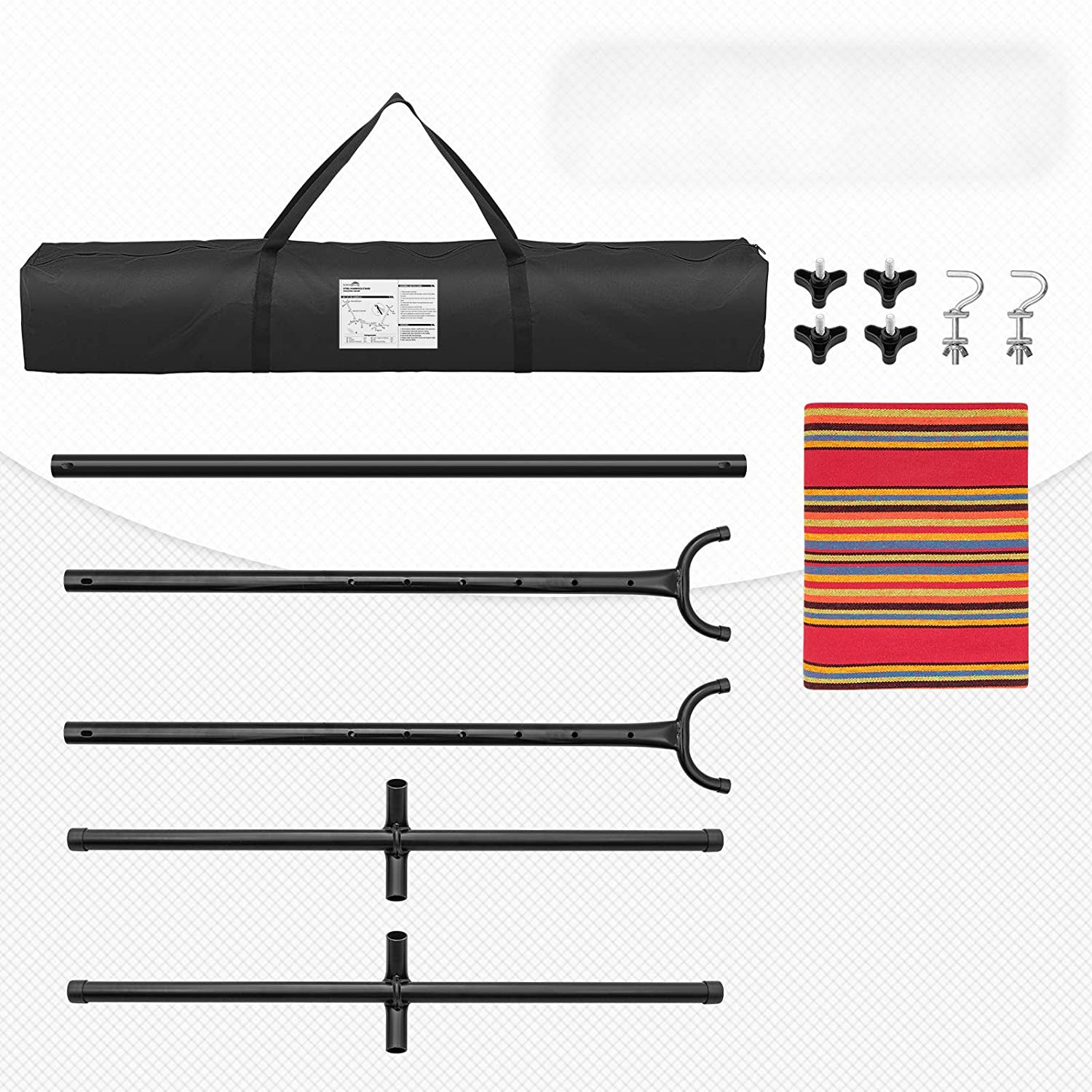 SUGIFT 2-Person Portable Brazilian-Style Cotton Double Hammock with Stand Set with Storage Bag