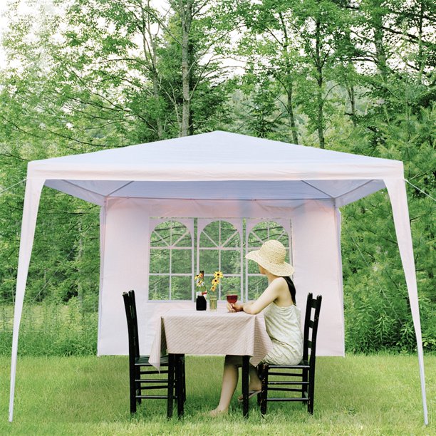 10 ft. x 10 ft. White Patio Tent Party Tent with 4 Removable Side Walls