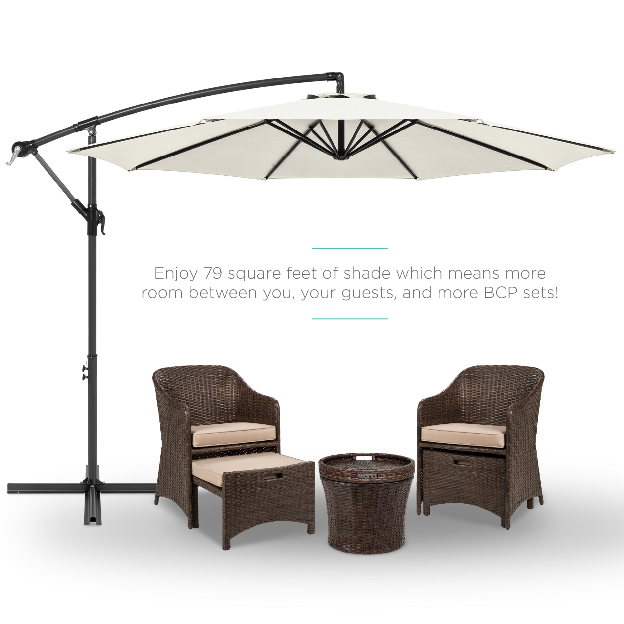 SUGIFT 10ft Offset Hanging Outdoor Market Patio Umbrella SUGIFT 10ft Offset Hanging Outdoor Market Patio Umbrella