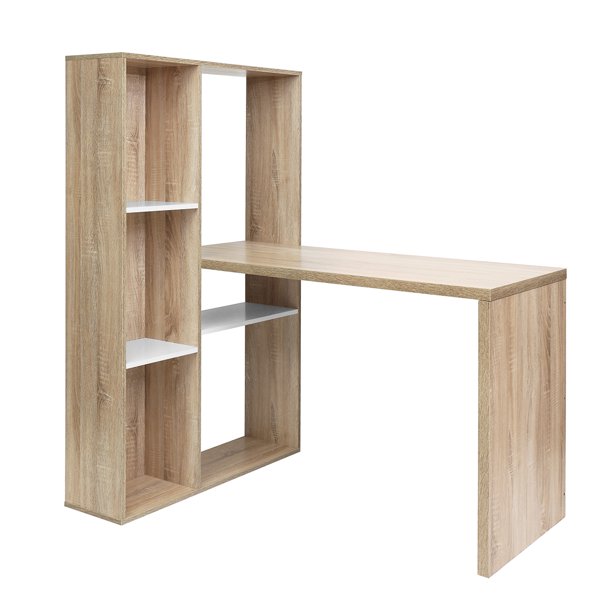 SUGIFT 2 in 1 computer desk/ L-shape Desktop With Shelves Office Table Office Surface Office Furniture