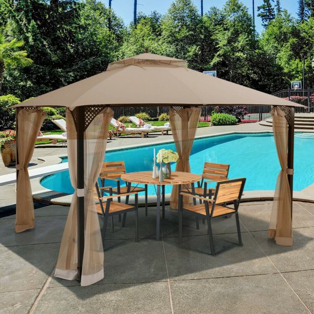 SUGIFT Patio Gazebo 12 x 10 Feet Outdoor Double Top