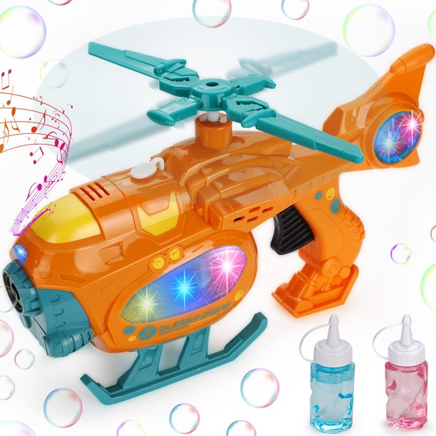 SUGIFT Bubble Gun Bubble Machine for Toddlers, 2000+ Bubbles Per Minute, Helicopter Bubble Maker with Light and Music, Birthday Gifts