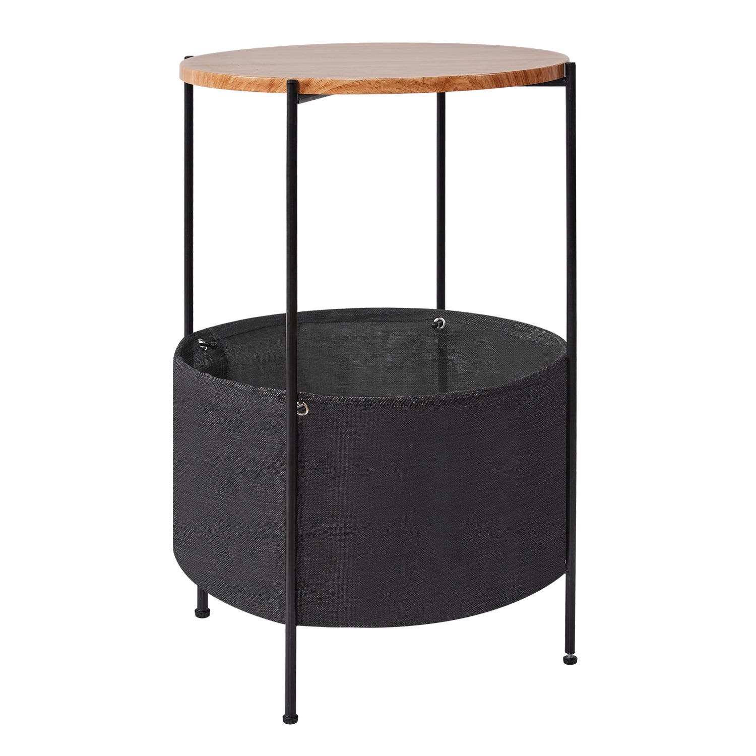 SUGIFT Round Side Table with Storage Basket, Steel Side Table