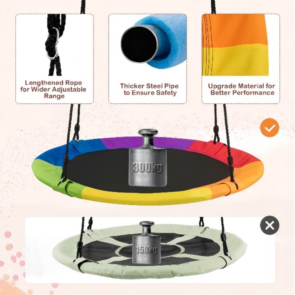 40 in. Rainbow Flying Saucer Swing with 2 Hanging Straps
