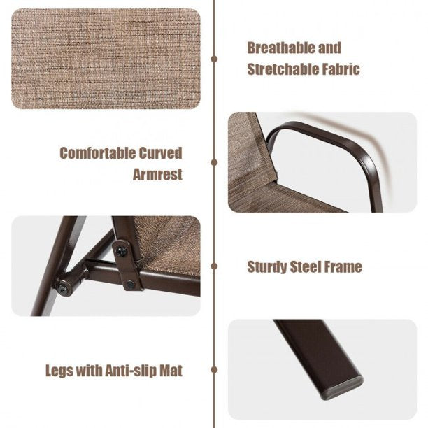 2 Pieces Dining Chair Patio Outdoor Dining Chair with Armrest