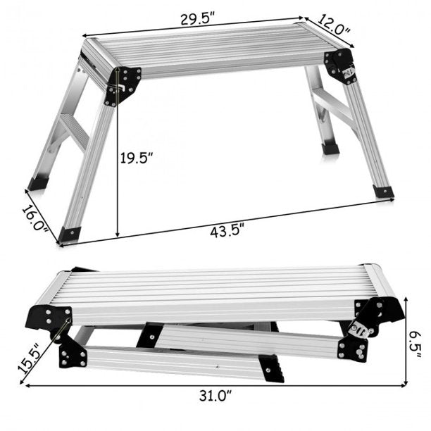Portable Folding Step Stool Heavy Duty Bench Aluminum Step Ladder