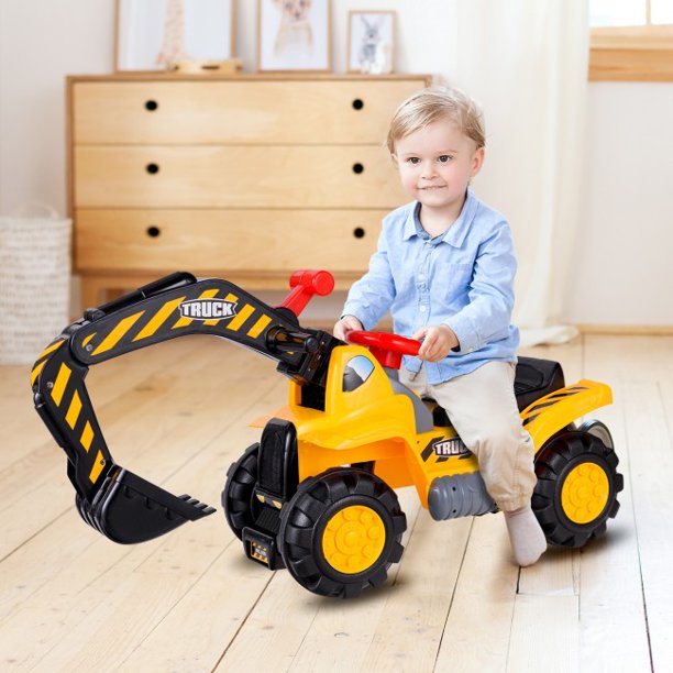 SUGIFT Kids Ride On Construction Excavator with Safety Helmet