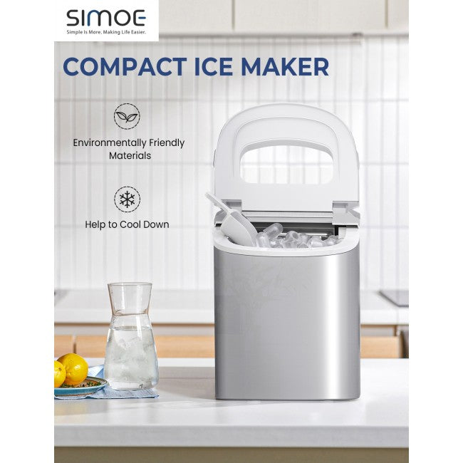 SUGIFT Rapid Portable Automatic Electric Countertop Ice Maker,6 Colors Compact Top Load 26.5 Lbs,Silver