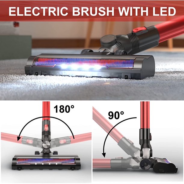 SUGIFT Vacuum Cleaner, Vacuum 4-in-1 Lightweight Stick Vacuum Cleaner, Wine Red