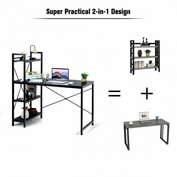 Computer Desk With 4 Tier Storage Shelves Modern Simple Computer Table For Home Bedroom
