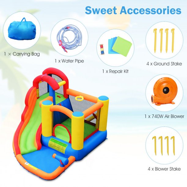 Kid Inflatable Bounce House Water Slide Castle with Blower