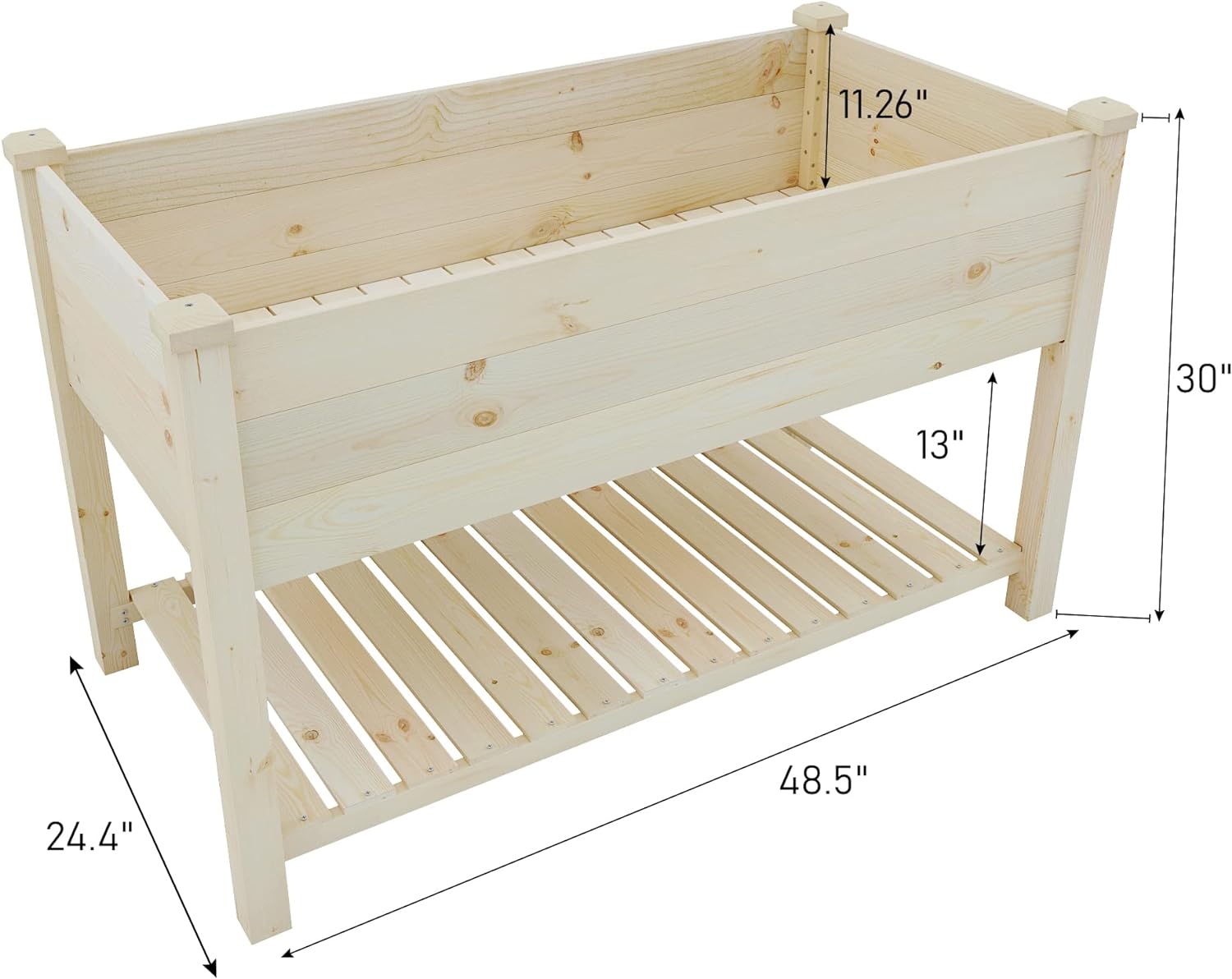 Raised Garden Bed 300lb Capacity, Natural
