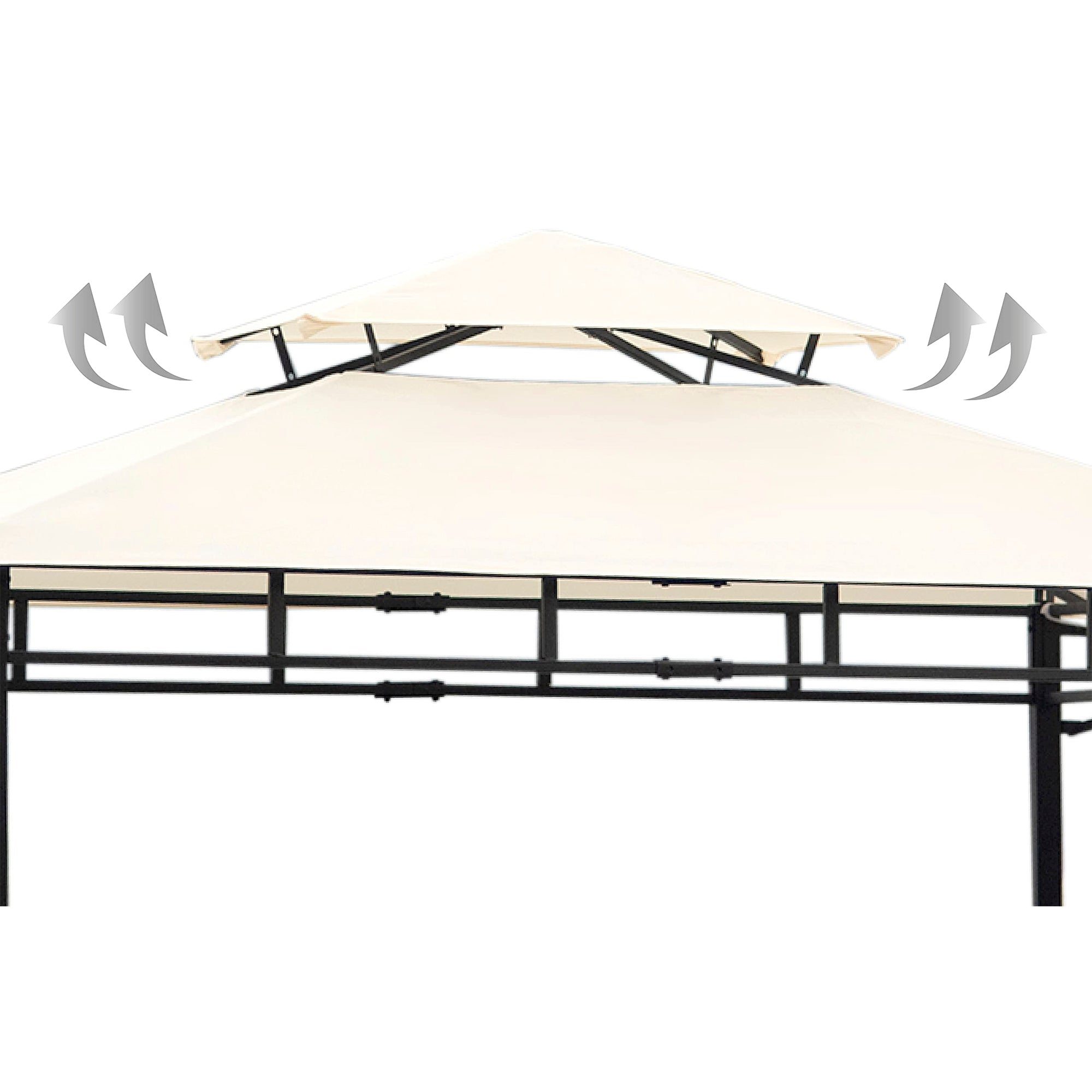 SUGIFT 12 ft. x 4.3 ft. Iron Double Tiered Backyard Patio BBQ Grill Gazebo with Bar Counters