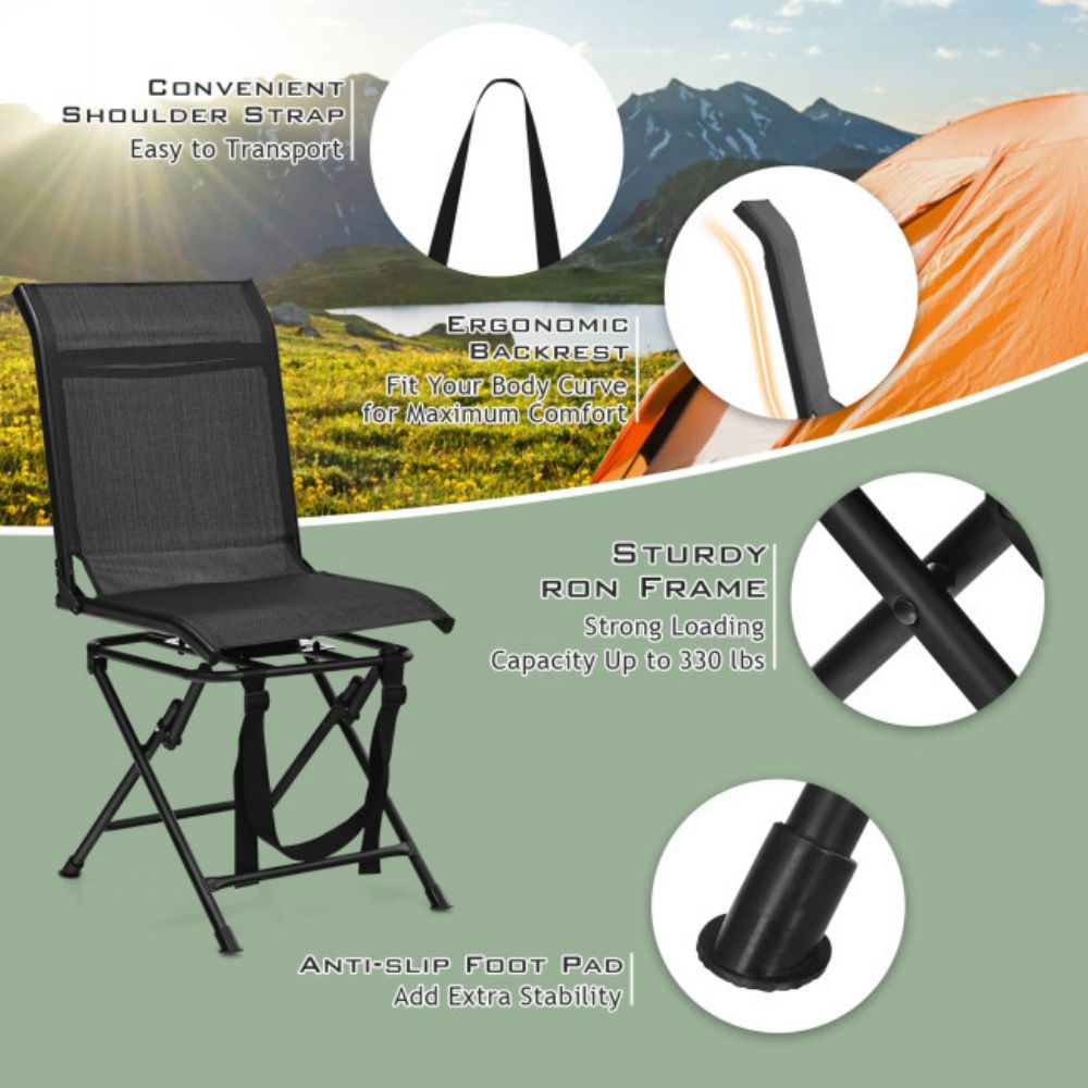 All-Weather Outdoor Metal Foldable 360-Degree Swivel Hunting Chair