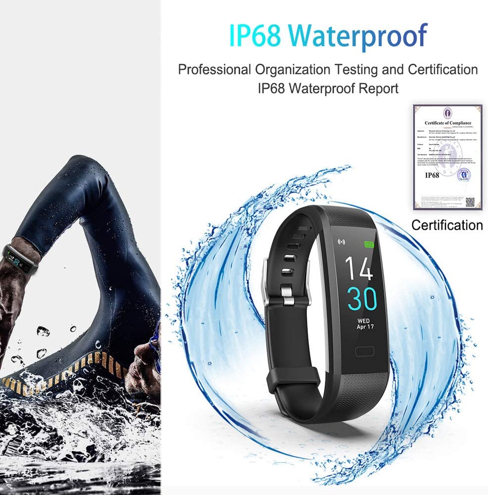 SUGIFT Fitness Tracker HR, Pedometer, Sleep Monitor, Vibrating Alarm, smart reminder, remote control selfie, health monitoring, exercise tracking, sleep analysis