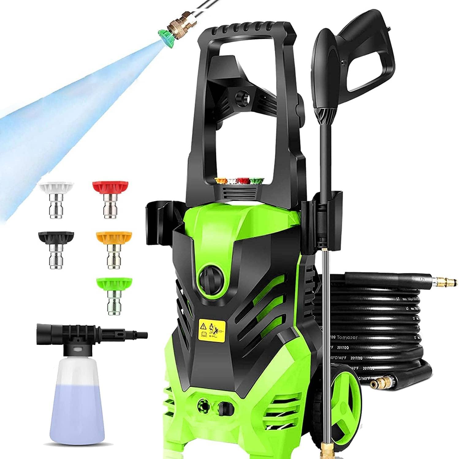 3000 PSI Electric High Pressure Washer with 5 Nozzles and Hose Reel