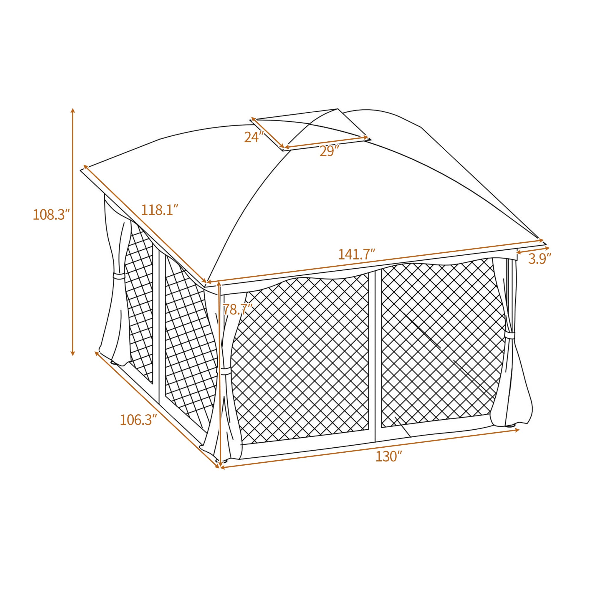 SUFGIFT 9.8 ft. x 11.8 ft. Outdoor Patio Gazebo Canopy Tent With Ventilated Double Roof And Mosquito net