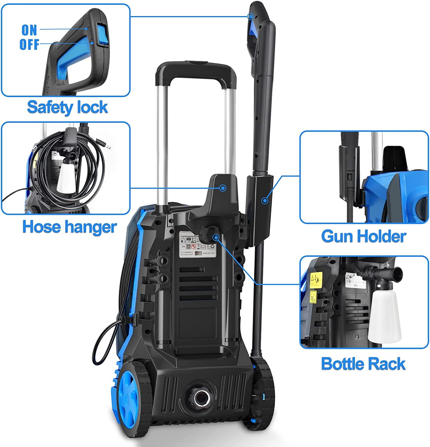 2030PSI 1800W Electric High Pressure Washer with Hose Reel