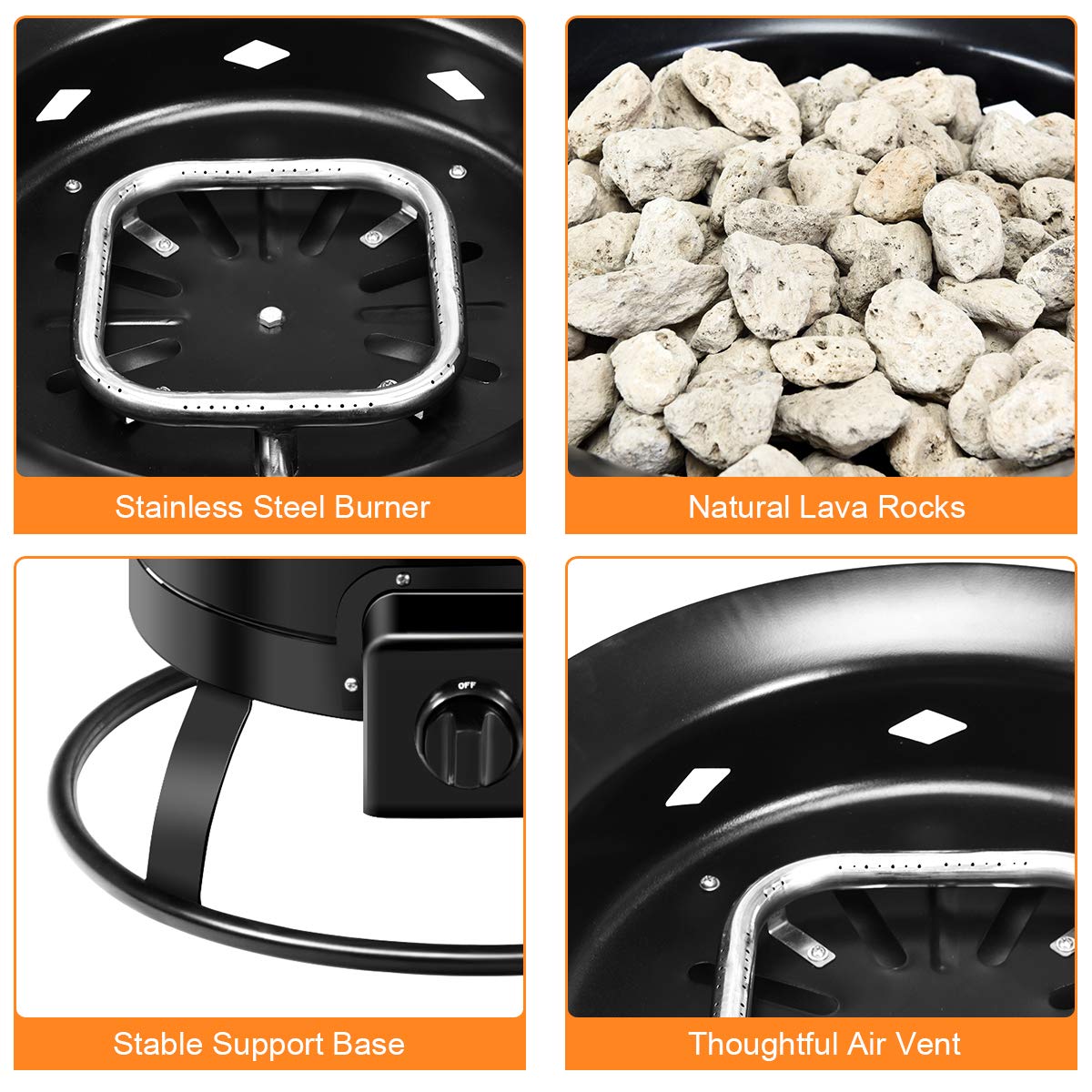 Portable Propane Gas Fire Pit with Cover and Carry Kit