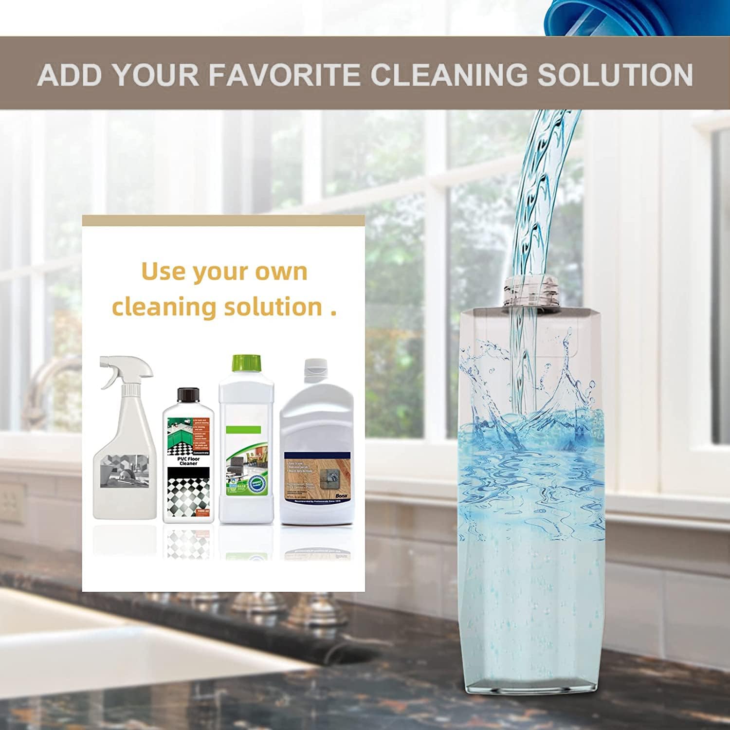 Microfiber Spray Mop for Floor Cleaning, Dry Wet Wood Floor Mop with 3 pcs Washable Pads, Handle Flat Mop with Sprayer for Kitchen Wood Floor Hardwood Laminate Ceramic Tiles Dust