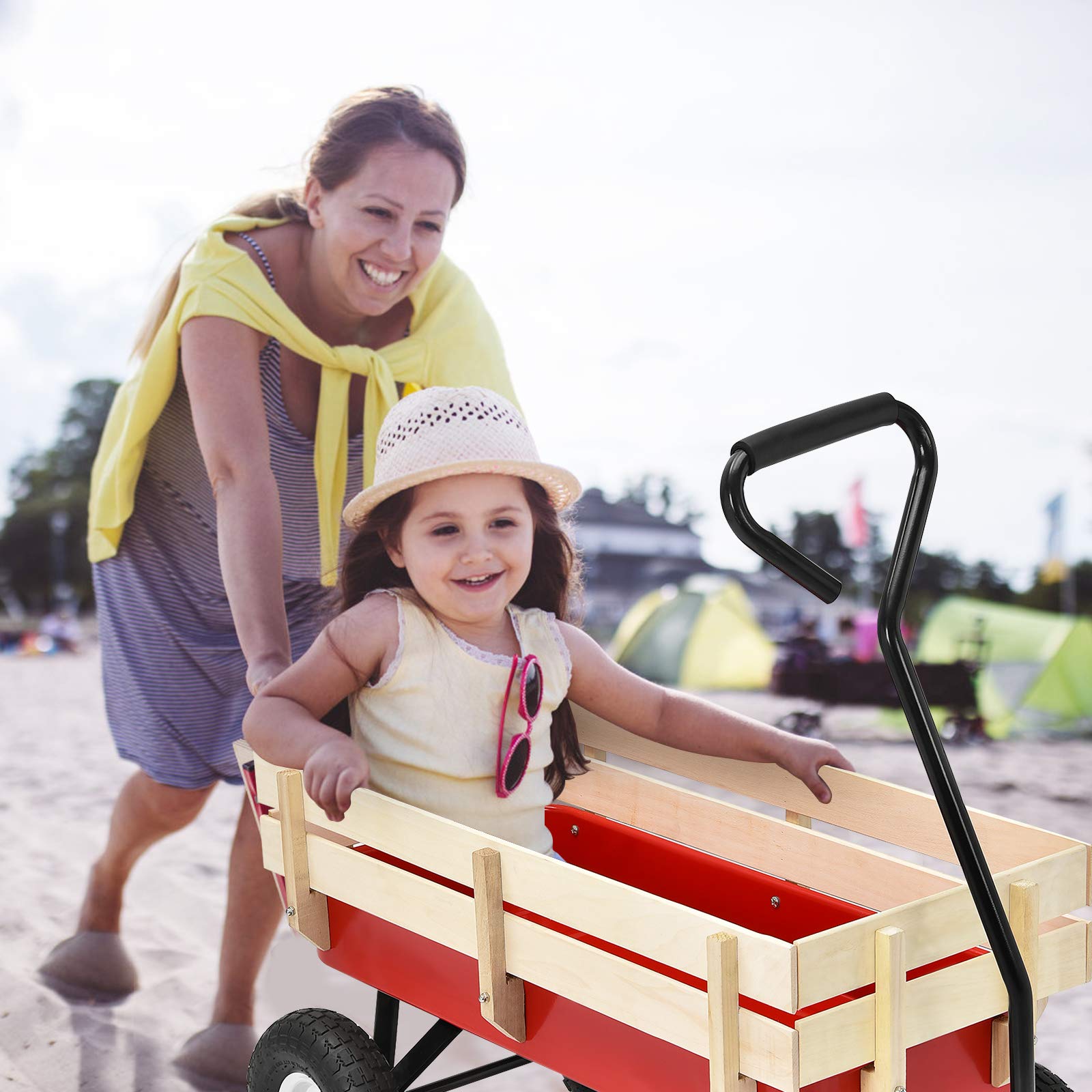 3 cu.ft. Capacity Portable Steel Wagon Outdoor Garden Cart in Red