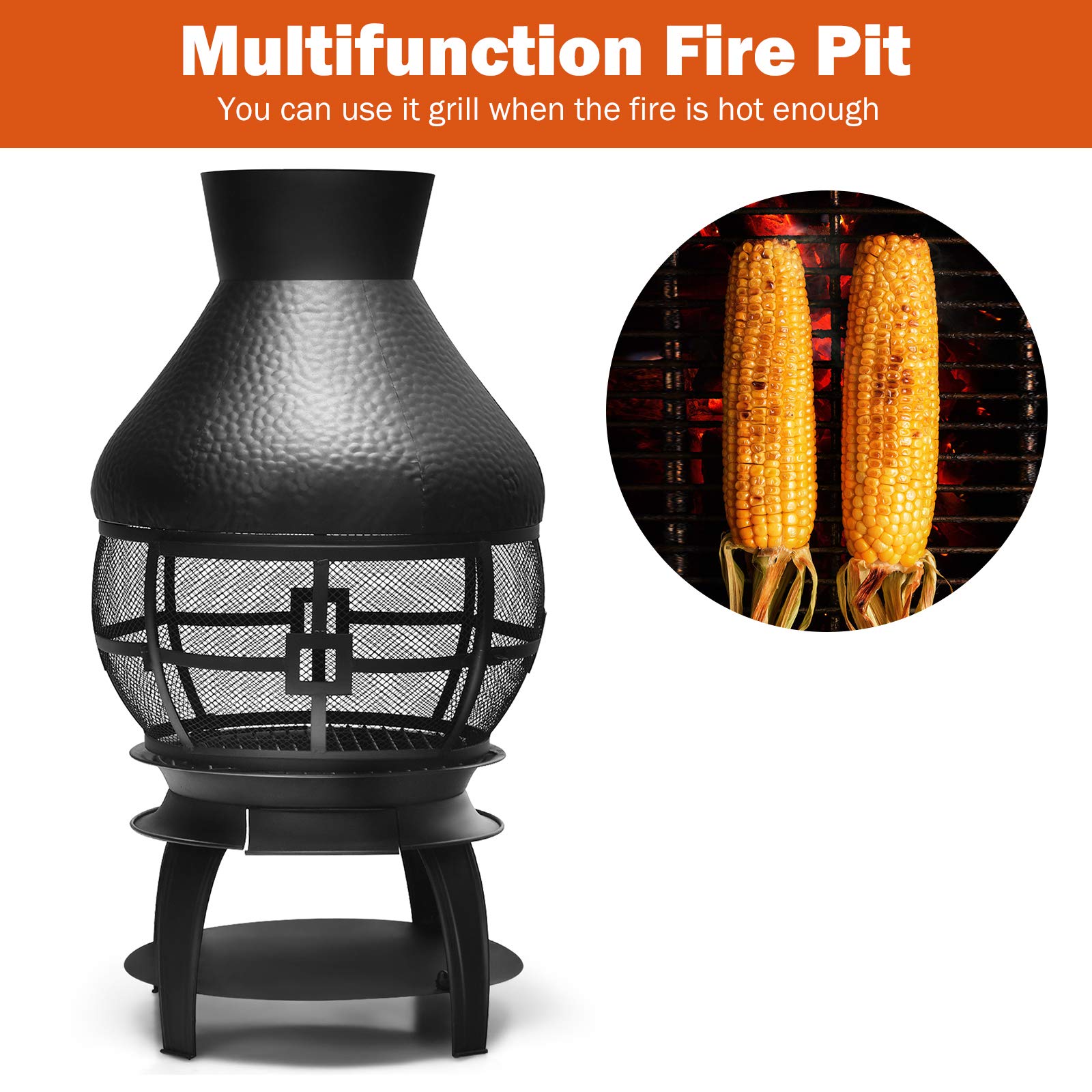 43.5 in. H Outdoor Fire Pit Wood Burning Chimenea Fireplace