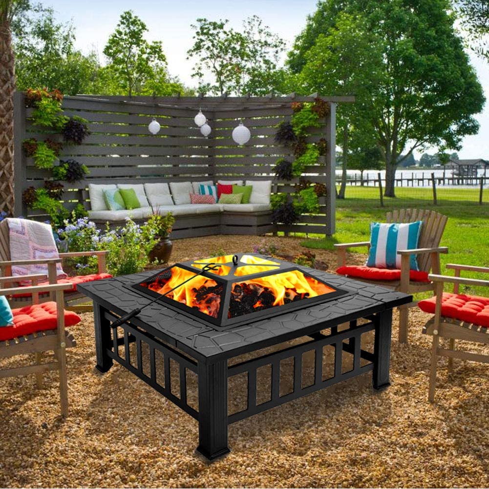32 in. Metal Deep Bowl Fire Pit in Antique Gray