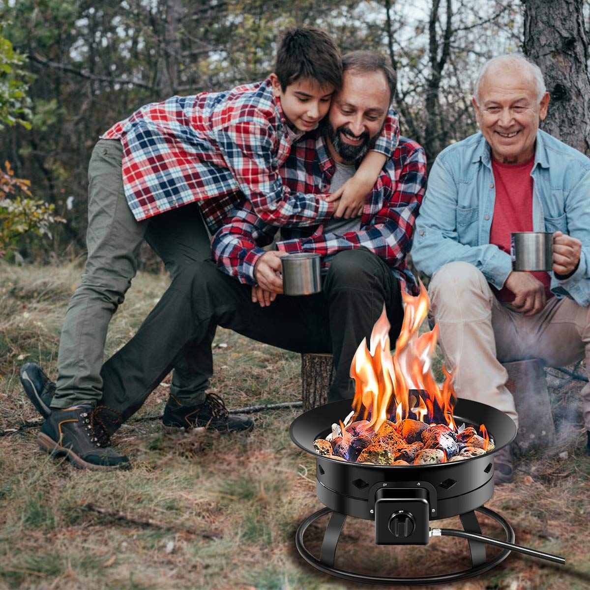 Portable Propane Gas Fire Pit with Cover and Carry Kit