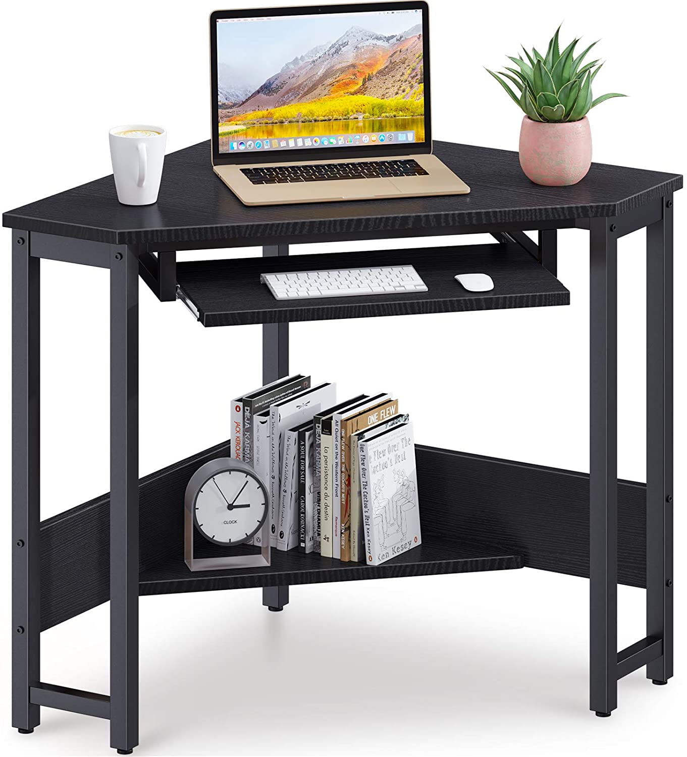 Triangle Top Computer Table SUGIFT Triangle Computer Desk,Corner Computer Desk Laptop Writing Tabl