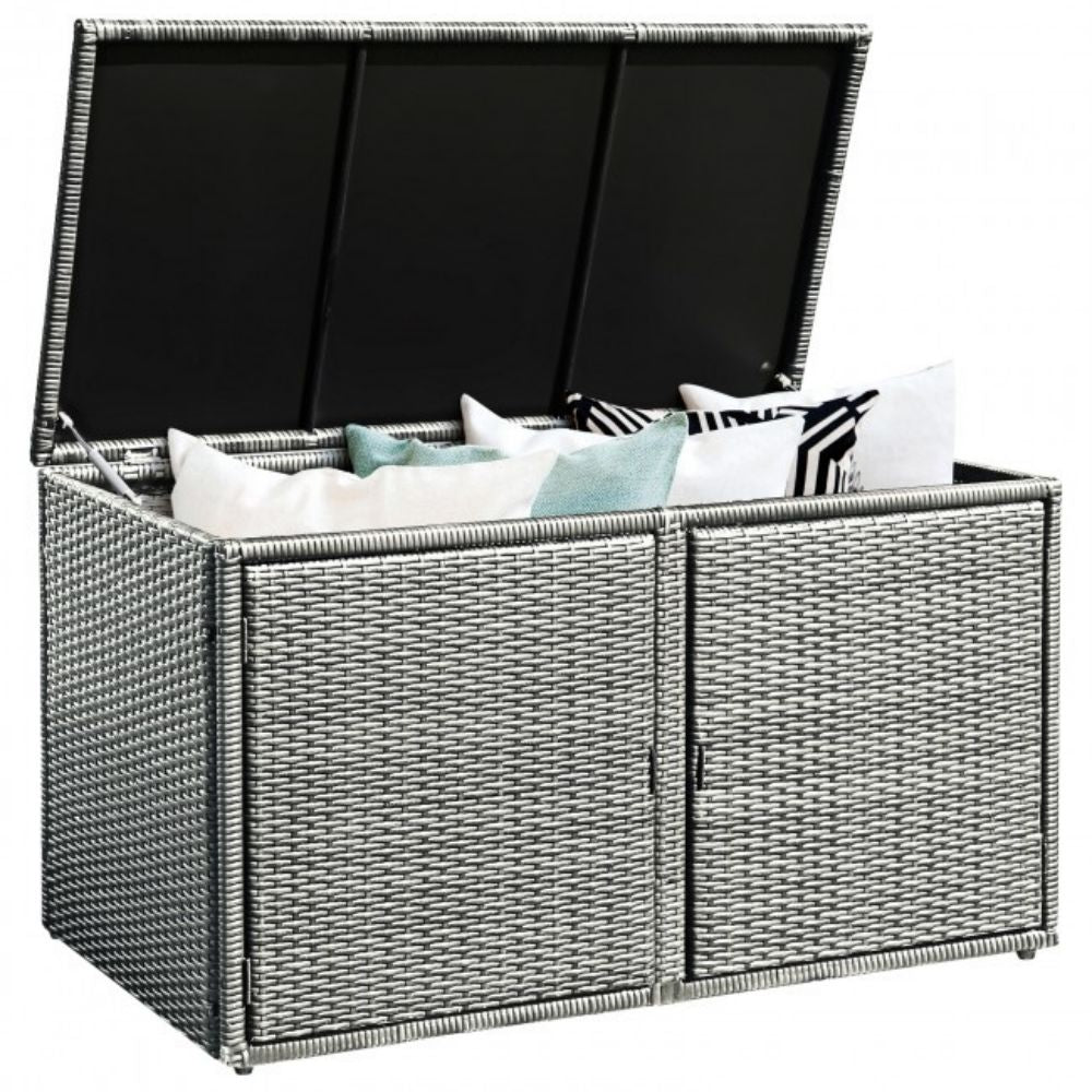 88 Gal. Outdoor Storage Bench Garden Patio Rattan Storage Container Box