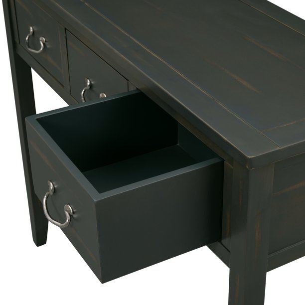 SUGIFT 39in Modern Console Table Sofa Table for Living Room with 3 Drawers Antique Green
