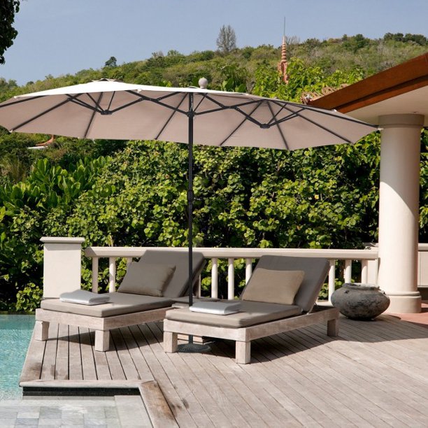 15 ft Folding Umbrella Outdoor Patio Umbrella with Crank without Base