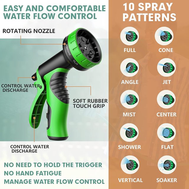 SUGIFT 50 ft Expandable Garden Hose water hose with 10 Function High