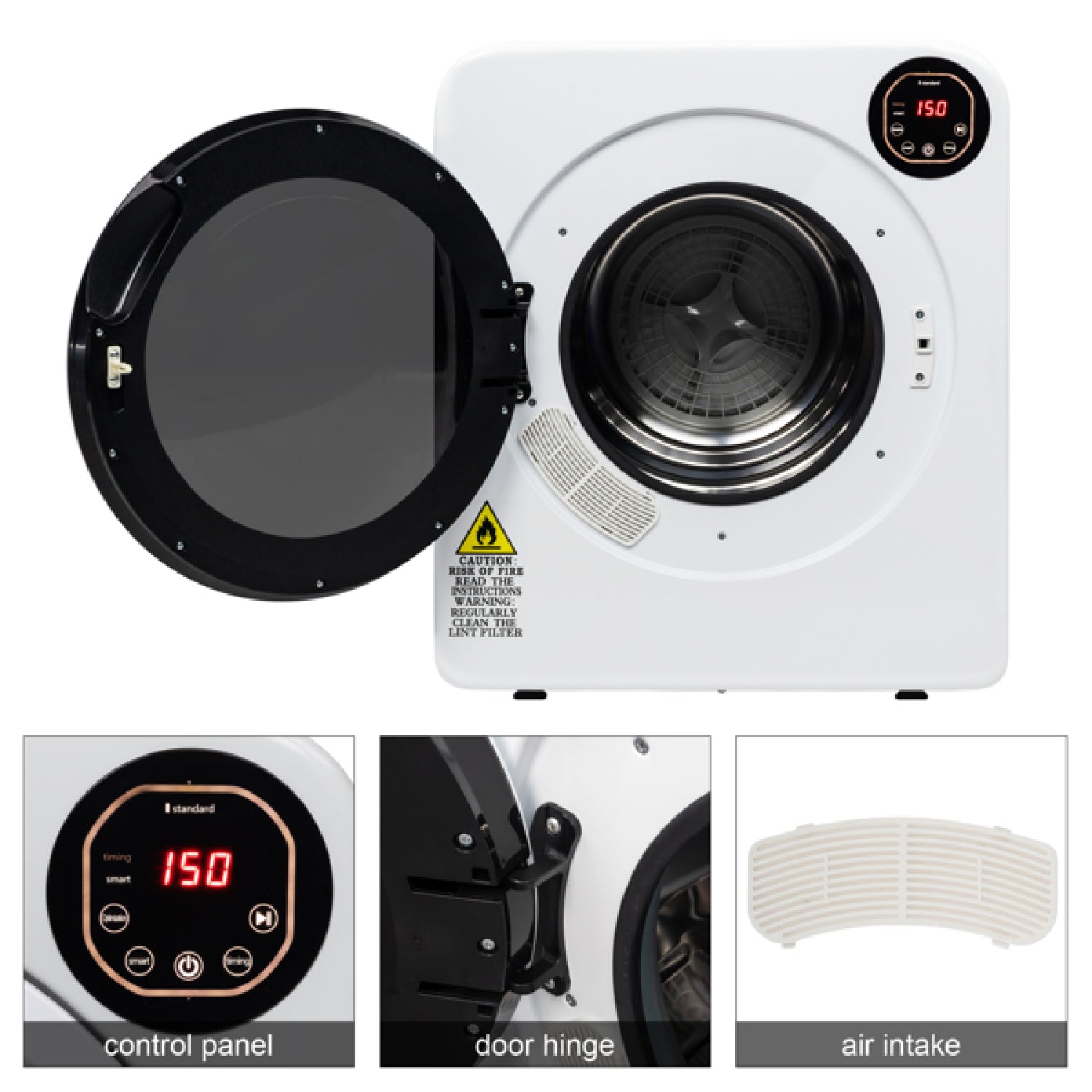 SUGIFT Compact Laundry Dryer, 13.2Ibs 6kg Tumble Dryer with Stainless Steel Tub