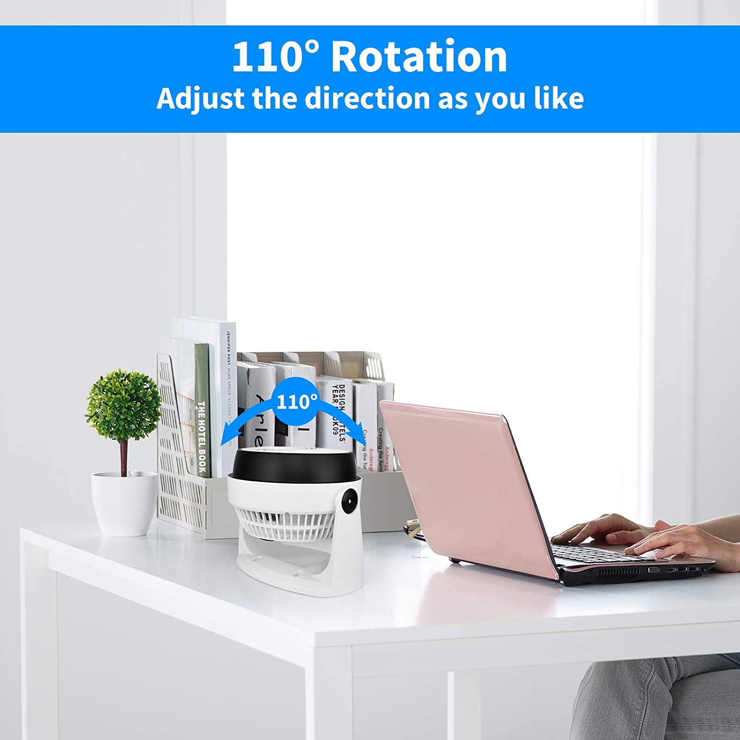 SUGIFT 8 inch Table Fan Tabletop Air-Circulator Fan 3 Speed Control 110¡ã Rotation