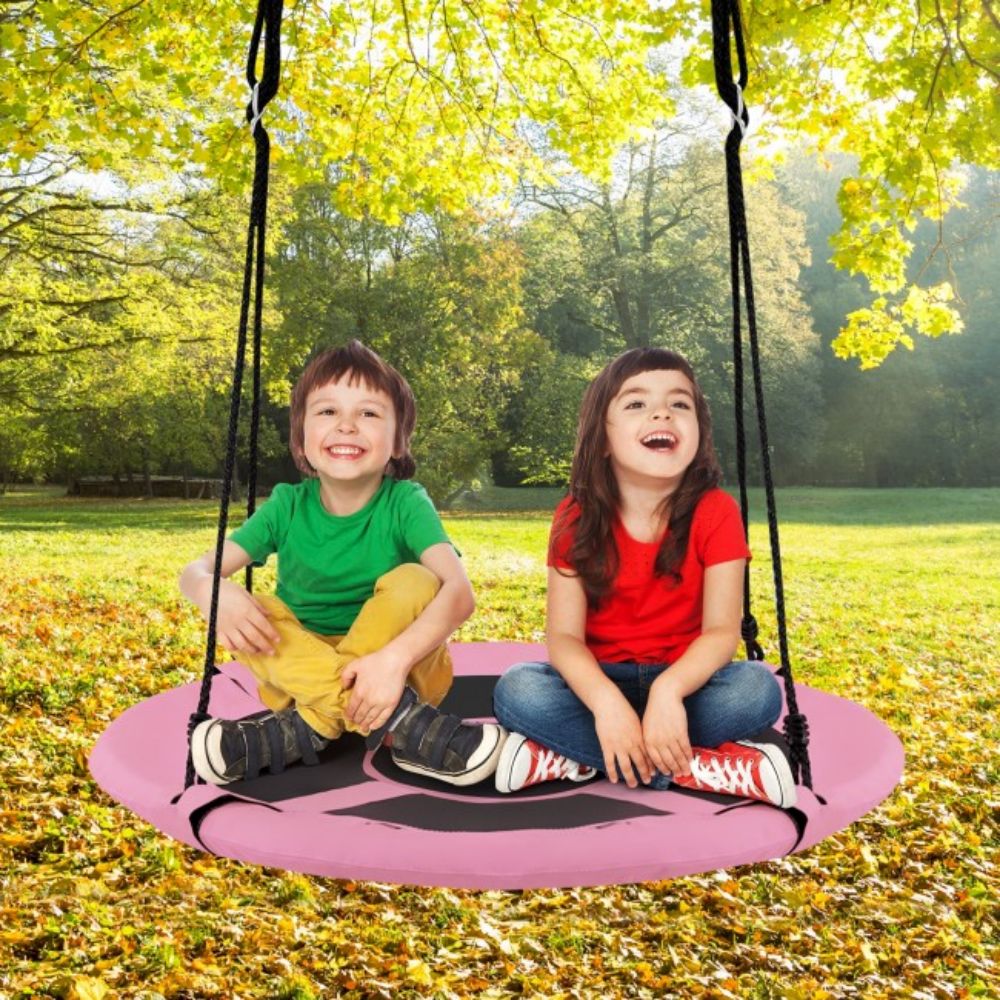 Outdoor 2-in-1 Kids Pink Hanging Chair Detachable Sling Patio Swing Tent