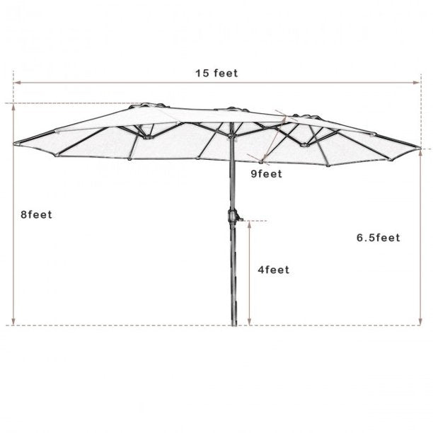 15 ft Folding Umbrella Outdoor Patio Umbrella with Crank without Base