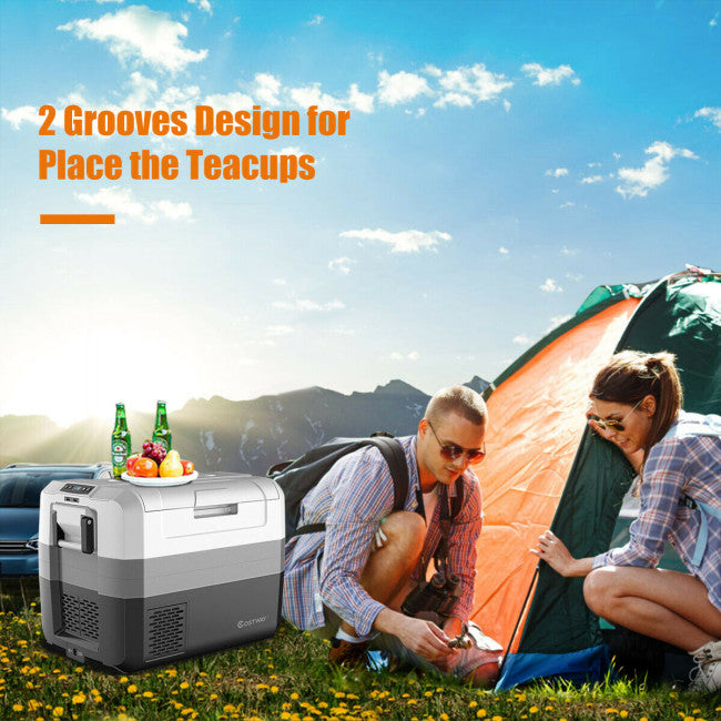 SUGIFT 58 Quart Electric Cooler with Handle,12V Portable Fridge for Vehicles Camping, Travel & Picnics