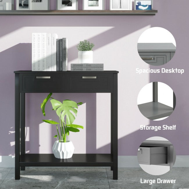 SUGIFT Entryway Storage Shelf with 2 Drawers Accent Console,Black