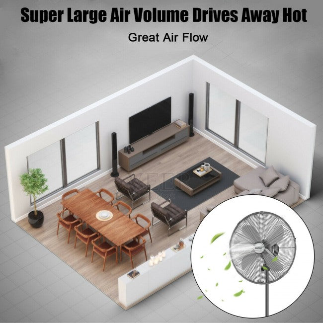 SUGIFT 16 Inch Metal Adjustable Oscillating Pedestal Fan with 3-Speed,Black
