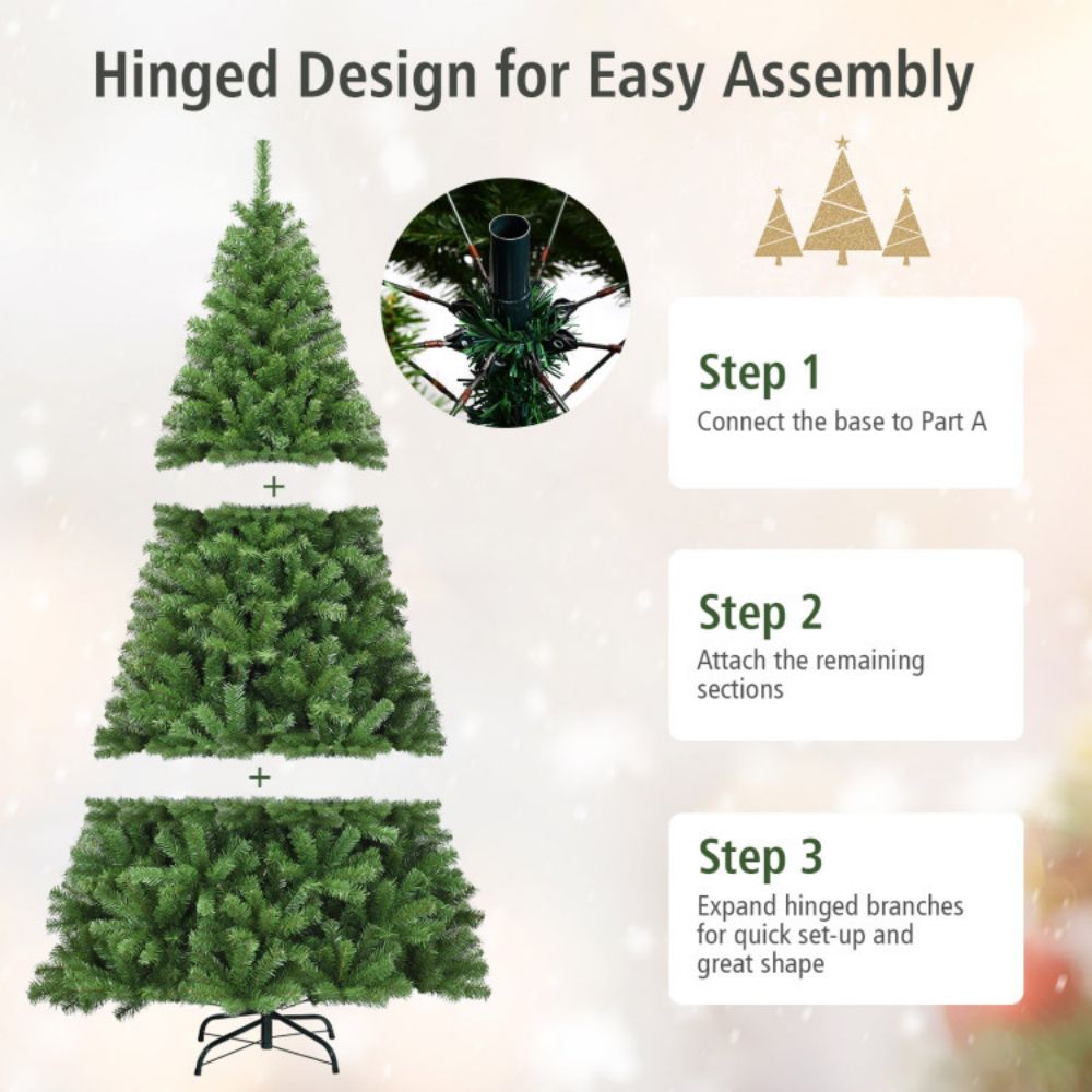 6 ft. Premium Hinged PVC Artificial Christmas Tree with Metal Stand