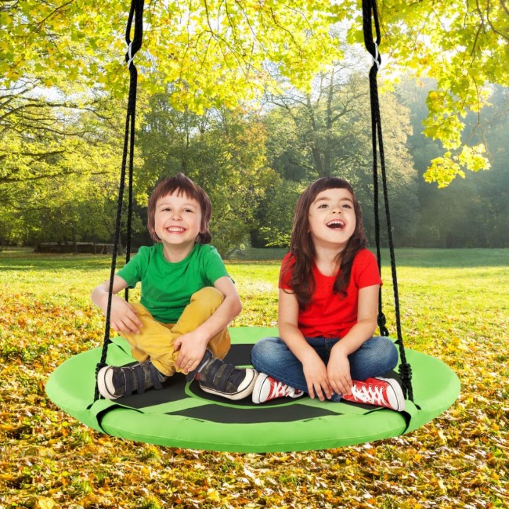 Outdoor 2-in-1 Kids Green Hanging Chair Detachable Sling Patio Swing Tent