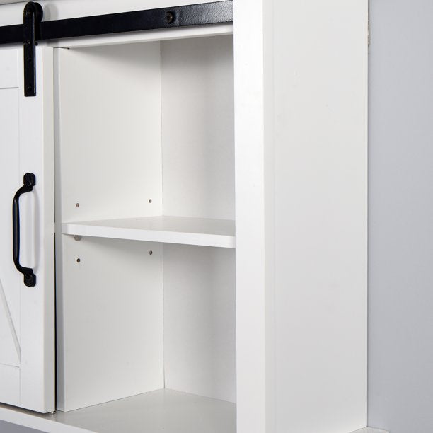 SUGIFT Wall Cabinet Wooden Storage Cabinet with a Barn Door 2 Adjustable Shelves Bathroom Living Room Bedroom 27.16x7.8x19.68 inch